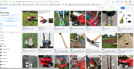 buy used garden tiller from Facebook marketplace